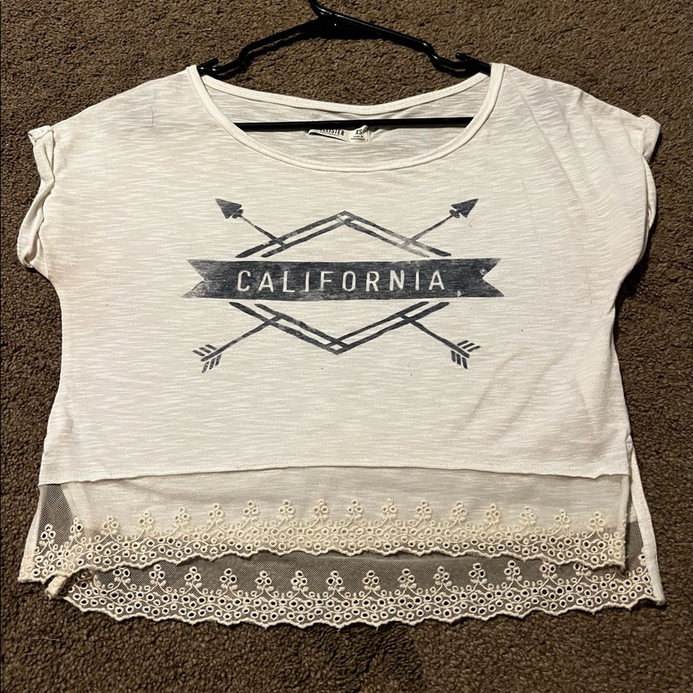 Hollister white lace crop top xs